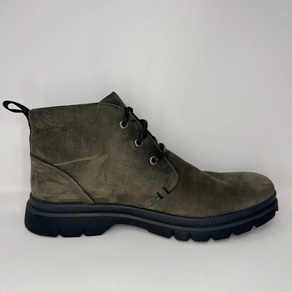 Sperry Mens 11 Watertown Chukka Boots Olive Green Leather Waterproof STS19715